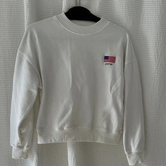 Parke Pre Shrunk Mock Neck Cropped Flag Sweatshirt - Picture 6 of 6